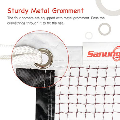 Sanung Badminton Net, Standard Size All-Weather Portable Badminton Net Replacement for Indoor Outdoor Use with Storage Bag