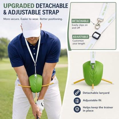 Golf Training Aid with Adjustable Neck Strap, Arm Connection Swing Trainer Ball with Alignment Stick Holes, Improve Swing Tempo, Swing Plane and Consistency, Golf Practice Equipment for Beginners&Pros