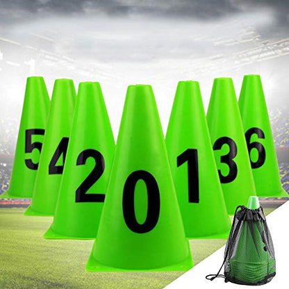 HERCHR Soccer Cones,10Pcs Disc Soccer Sport Agility Cones Training Field Marker Number 0-9 Football Barriers Marker for Basketball Coaching Practice Equipment