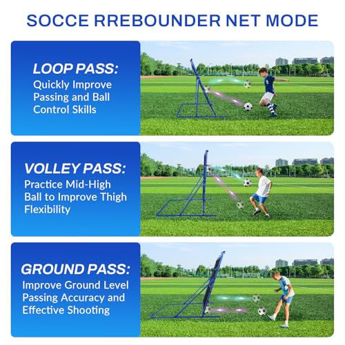 FAHKNS Three Modes of Soccer Goal, Target Net and Rebound Net, Precision Training, Tear-Resistant, Corner Kick Training, Suitable for Children and Teenagers Control (6x4FT)