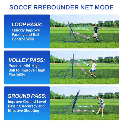 FAHKNS Three Modes of Soccer Goal, Target Net and Rebound Net, Precision Training, Tear-Resistant, Corner Kick Training, Suitable for Children and Teenagers Control (6x4FT)