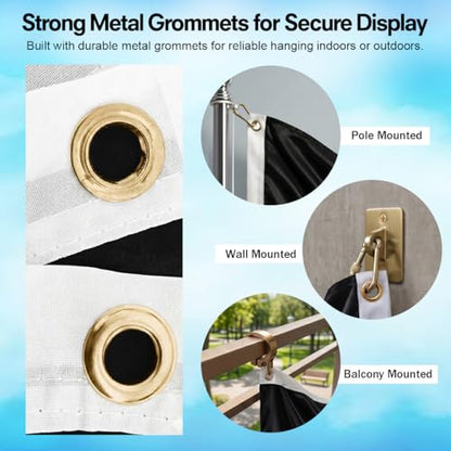 DMSE Solid Black Flag, 3x5 Flag, UV Resistant, Fade Resistant Material with Metal Grommets (3ft x 5ft), (Nylon), (Black) - color: Black, size: Nylon (3 x 5 ft)