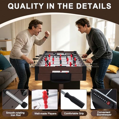 4-in-1 Multi Game Table, 54" Combination Game Table Set, Combo Games Table with Air Hockey, Table Tennis, Foosball, Poker Tabletop for Family, Game Room, Teenagers, Adults