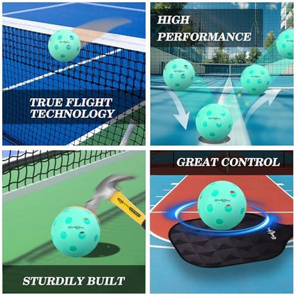 Indoor Pickleball Balls|Crack-Resistant| 26 Holes | 6Pack, 12 Pack |Made to USAPA Standards | Aerodynamics| High Bounce Durable Practice Pickle Ball for Beginner Intermediate Player - color: light blue-12 pack