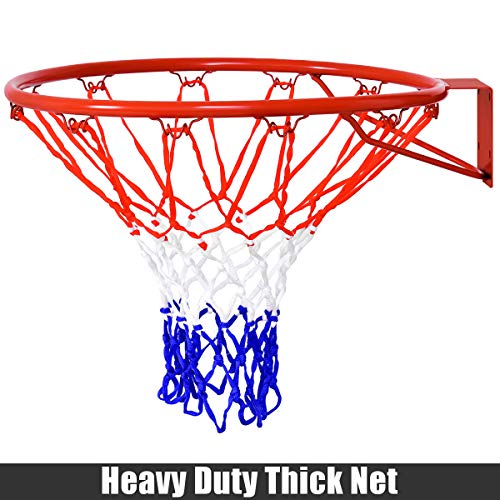 Goplus 18’’/15’’ Replacement Basketball Rim, Wall Door Mounted Basketball Hoop with All Weather Net, Indoor Outdoor Hanging Basketball Rim Goal Outside - size: 18", style: Red