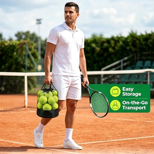 Tebery 20 Pack Advanced Training Tennis Balls, Practice Ball for Beginners with Mesh Bag, Pet Dog Playing Balls for Backyard Play, Exercise