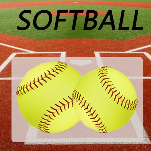 LOOEEL 11" & 12" Training Softballs,Official Size and Weight Practice Softball,Leather Covered Fast Pitch Practice & Training Balls for Ball Sports Softballs for Games.-Yellow