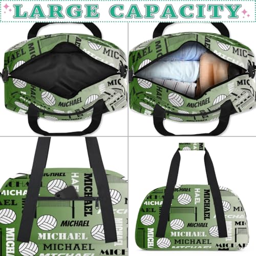 Custom Volleyball Gym Bag Duffel Bag for Women Men, Personalized Name Sport Bag Overnight Bags Customized Travel Weekender Bag, Misty Green - color: Misty Green