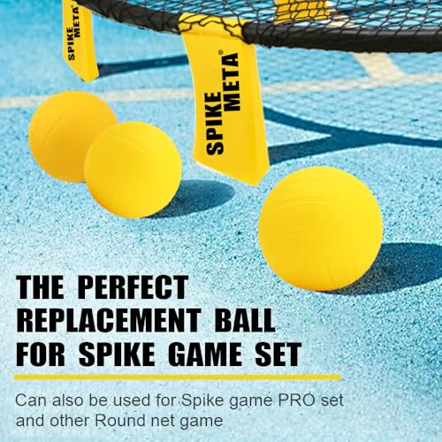 Spike Replacement Game Balls 3-Pack with Pump Compatible with Spike Standard Game Set and Other Round Net Game | Lawn Beach Volleyball | Strong Bounce Ball (3.5inch)