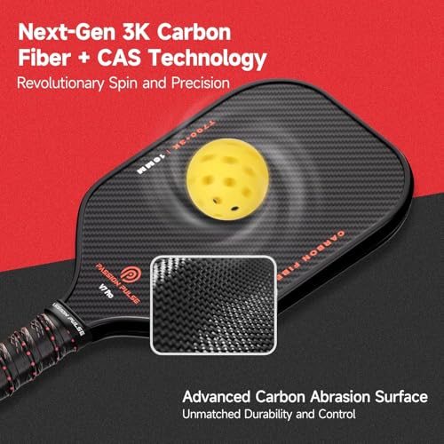 Pickleball Paddle – Advanced Carbon Fiber Surface, 16mm Core, Lightweight 8oz, 3D PulseGrip Handle – Control & Spin for All Skill Levels