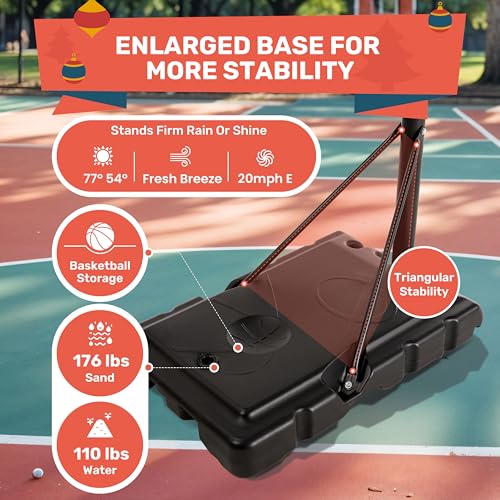 Basketball Hoop Outdoor 4.2-10FT Adjustable Height, 44 Inch Shatterproof PC Backboard Fillable Base with 2 Wheels, Portable Goal Court System Gift for Family, Indoor Pool Driveway Backyard - size: Basketball Hoop