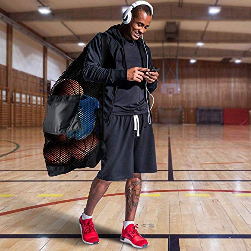 BROTOU Extra Large Mesh Ball Bag, Drawstring Socce Bag for Coach, Use for Basketball, Volleyball, Baseball, Mesh Equipmenbag with Adjustable and Portable Strap - size: 24” x 36”