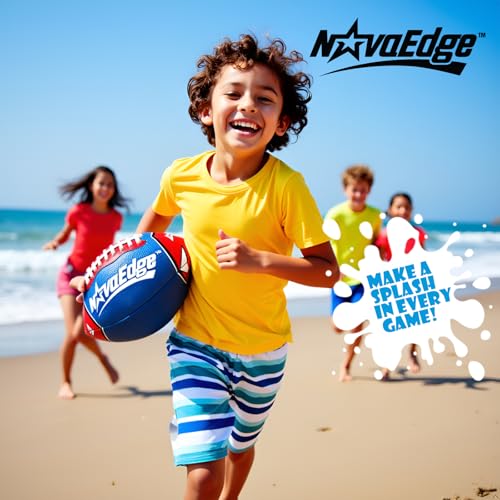 8.5-Inch All-Weather Football for Kids | Land & Water Play on Lawn, Playground, Pool, Beach | Waterproof with Grips & Laces | Includes Pump | Choose 1 or 2 Ball Pack - color: Blue x1