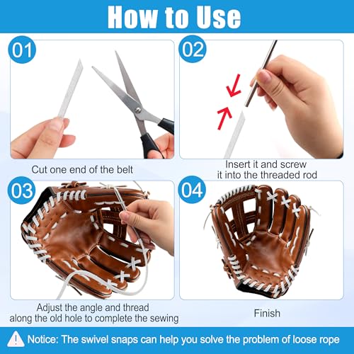 Anglekai 21PCS Baseball Glove Lace Needles Kit, Softball Glove Repair Lace Kit, 8PCS Needles/ 78 in Leather Strip/ 10 Locks/Bag (Grey White)