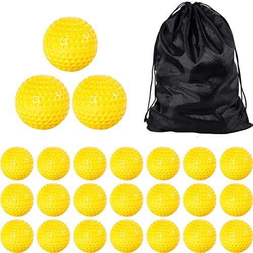 Deekin 24 Pcs Yellow Dimpled Baseball 9 Inch Pitching Machine Baseball Practice Foam Sport Game Ball for Indoor Outdoor Pitching Machine Practice, 2 Dozen
