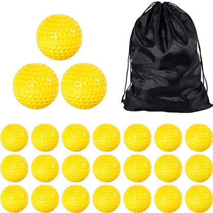 Deekin 24 Pcs Yellow Dimpled Baseball 9 Inch Pitching Machine Baseball Practice Foam Sport Game Ball for Indoor Outdoor Pitching Machine Practice, 2 Dozen