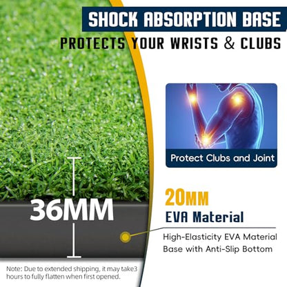Dual-Turf Golf Mat 36mm: 5x4ft/5x5ft Extra Thick Golf Hitting Mats Practice Outdoor Indoor, High-Density Artificial Hitting Training Matt for Garage Chipping Driving Swing, Ideal Gifts for Men Dad - style: 5'X4' Ultra-36mm