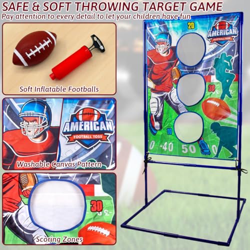 Punieayi Football Toss Game with 4 Inflatable Balls, Football Throwing Target Games for Boys 8-12, Sports and Outdoors Toys for Kids Ages 3+
