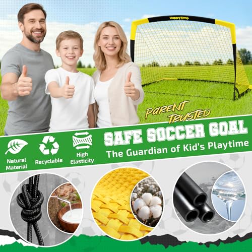 Happy Jump 7x5 FT & 5x3.6 FT Portable Soccer Goal for Youth Players Ages 6–14, Large-Frame Design Built for Long-Term Development, Easy Setup for Backyard, Park or School Training - style: 7x5 FT, 2 Set