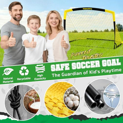 Happy Jump 7x5 FT & 5x3.6 FT Portable Soccer Goal for Youth Players Ages 6–14, Large-Frame Design Built for Long-Term Development, Easy Setup for Backyard, Park or School Training - style: 7x5 FT, 2 Set