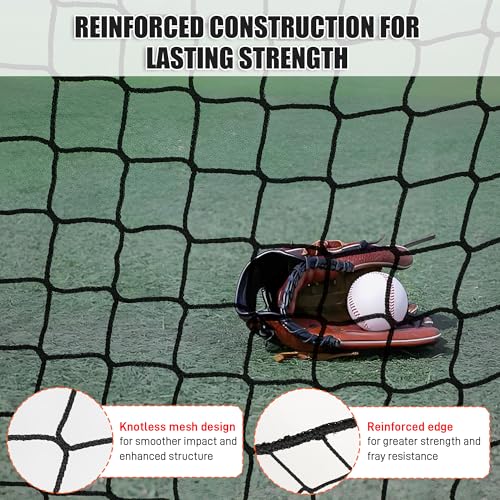 Baseball Batting Cage Net, 10x10x20/10x10x35ft Softball Baseball Batting Netting for Backyard, Portable Hitting Practice Training Only Net with Carabiners & Carry Bag for Home Indoor Outdoor