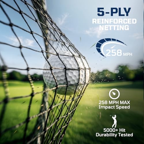 Haokelball Golf Hitting Net with 3-Sided Protection, 10x8x6ft Heavy Duty Golf Practice Cage with Reinforced Steel Frame, Target Cloth & Full Swing Backyard Driving Net for Indoor Outdoor Use