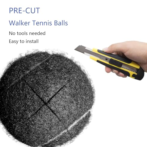 Walker Tennis Balls Precut, Tennis Balls for Walkers Pre Cut, Walker Legs Universal Precut Gilde Balls for Chairs, Desks, Furniture Legs and Floor Protection -4PCS Black - color: Black-4pcs