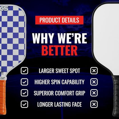SCS Carbon Fiber Pickleball Paddle – USAPA Approved 2024 – Lightweight, Enhanced Spin, Sure-Grip Handle – Evo-Lite Series for Intermediate Players - color: Remi