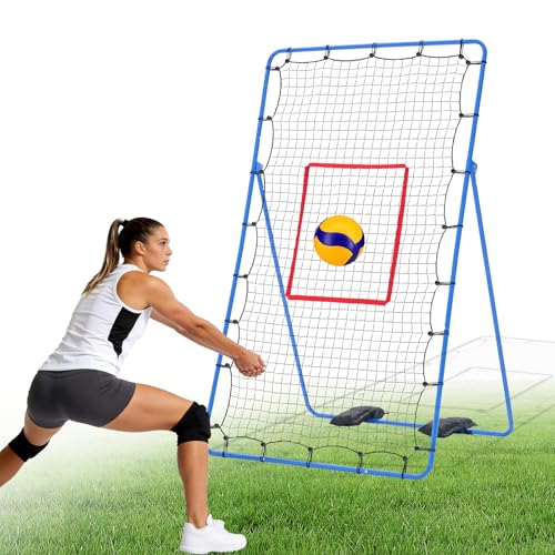 OLIXIS 7x4 ft Volleyball Rebounder Net - Multi Sport Bounce Back Training Equipment with Travel Bag, 5 Adjustable Angles for Outdoor Indoor Practice, Spiking, Bumping, Volleying, Pickball - color: CLASSIC BULE