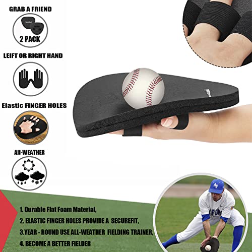 BaseGoal Softhands Foam Fielding Trainer Quik Hands Batting Baseball Infield Practice Two-Hands - color: Black - 2 Packs