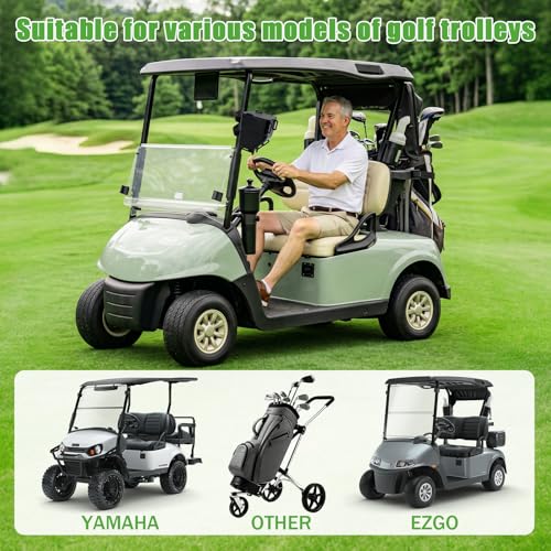 Golf Cart Ball Washer & Club Cleaner with Straps - No Drill Golf Club Washer for Cart, Dual-Sided Brush Cleaning Box, Easy to Clean Portable & Detachable Golf Ball Washer for Cart Accessories