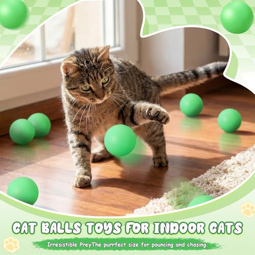 Hoteam 12 Pcs Cat Table Tennis Balls, 1.57 Inch Cat Ball Toys for Indoor Cats, High Bounce Table Tennis Balls, Interactive Bouncy Ball Toy for Kitten Cats Pets Playing Exercising Trainning(Green) - color: Green