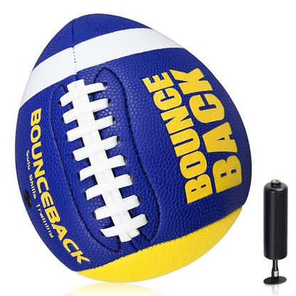 BOUNCEBACK Training Football, Youth Size & Official Size, Fatherless Football PassCatch Solo Enhancing Passing Catching(with Pump) - style: Blue Yellow-7#(Ages 5-14)