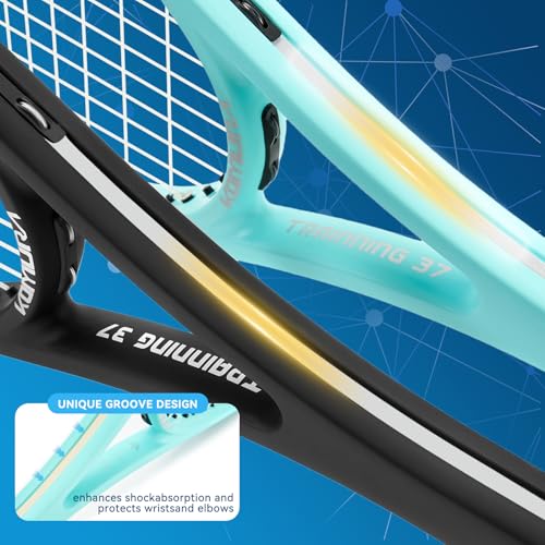 Sweet Spot Tennis Training Racket 37-Inch Compact Head Design 300g Lightweight Professional Racket Ideal for Teenagers and Professional Trainers - color: BlueBlack-300g