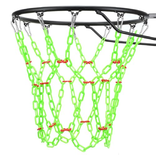 Basketball Net Replacement Heavy Duty,Resin Material, Anti-Rust Use Indoor Outdoor Standard 12-Ring Basketball Hoop - style: green