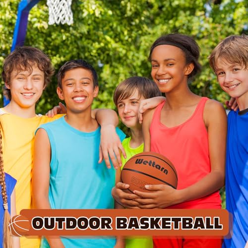 Wettarn Rubber Training Basketball with Pump Street Ball Made for Teens Adults Indoor and Outdoor Game Gym Training Competition Basketball Games - size: Size 4