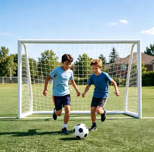 ZENY Portable Soccer Goal for Backyard,12x6 / 10x6.5 / 8x5 / 6x4 ft Kids Adults Soccer Net and Frame for Home Backyard Practice Training Goals, Soccer Training Equipment - style: 8 x 5 FT