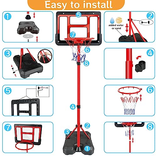 ShyLizard Boys Toy Gifts for 3 4 5 6 7 8 Years Old, Kids Basketball Hoop Adjustable Height 3.5FT-6.2FT, Mini Basketball Hoop for Kids, Basketball Goal Toys Outdoor Indoor Game Gifts for Boys