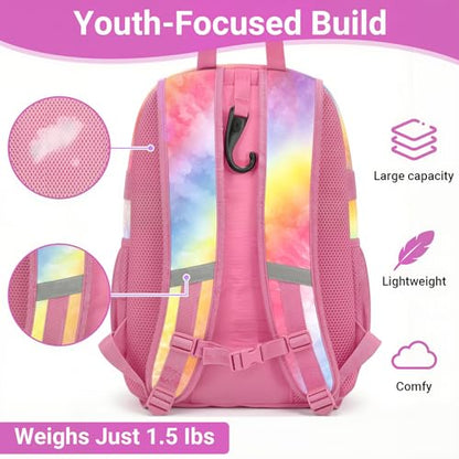 Youth Baseball Bag - Softball Bag for Girls & Boys with Shoes Compartment, Bat Backpack for Baseball, T-Ball & Softball Equipment - color: Tie-dye-Pink