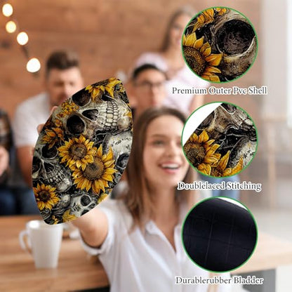 American Football, Official Size 11.9 x 7.3 Inch, Premium Composite Leather High-Grip Ball with Pro-Style Lacing, Unique Prints for Training, Games & Gifts - color: Sunflower Skulls