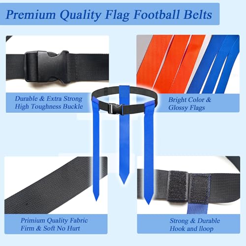 16 Sets Flag Football Belts, Adjustable Flag Football Set, Flag Football Flags Training Set Include Cones - color: 14sets Flag Football Belts With Cones