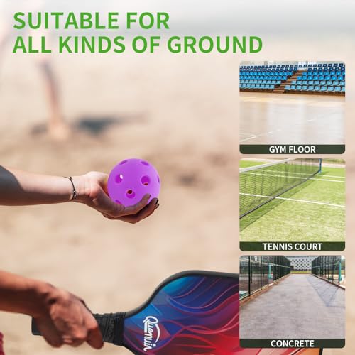 Indoor Pickleball Balls,26 Holes Indoor Pickleballs USAPA Approved,4-Pack High Bounce Pickle Balls, Pickleball Gifts for Men or Women Pickleball Enthusiasts, Purple