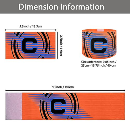 Soccer Captain Armband, 2Pcs Sports Captain Armbands Elastic Protective Arm Badge Adjustable Football Basketball Player Bands Adult Women Men - style: arc-orange