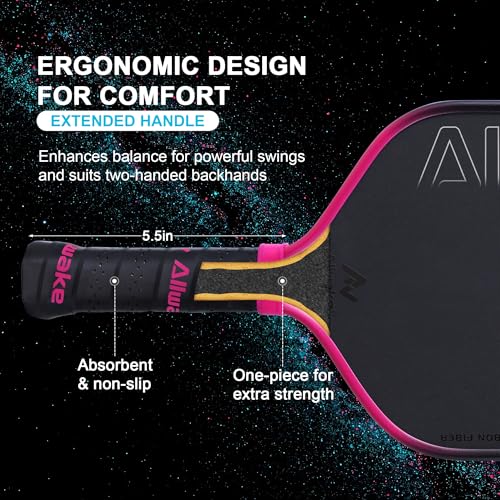 Professional Pickleball Paddles - T700 Raw Carbon Fiber with Foam Injected Edges for Expanded Sweet Spot - Control & Power Paddle for All-Level Players ﻿ ﻿ - color: Gradient Blue Purple Pickleball Paddle