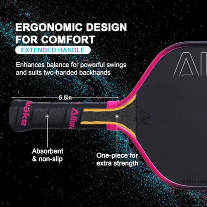 Professional Pickleball Paddles - T700 Raw Carbon Fiber with Foam Injected Edges for Expanded Sweet Spot - Control & Power Paddle for All-Level Players ﻿ ﻿ - color: Gradient Blue Purple Pickleball Paddle