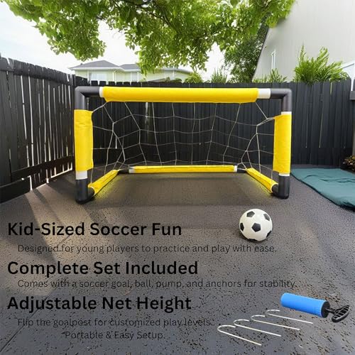 Mini Soccer Goal with Net Ball and Pump, Anchored Target for Shooting Drills, Easy Disassembly, Portable Sports Set for Yard Practice