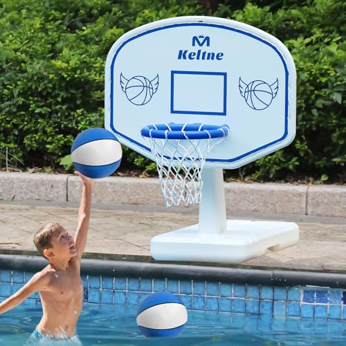 9 Inch Water Basketball 2PCS, Size 6 - Rubber Pool Basketballs with Air Pump & Net for Swimming Pools Basketball Hoops