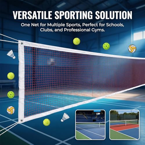 Badminton Net Replacement Only 20FT x 2.5FT – Outdoor Indoor Net with Reinforced Steel Cable, 1.8cm PE Mesh & 4 Tie Ropes, Portable Backyard Sports Net for Badminton, Volleyball & Pickleball