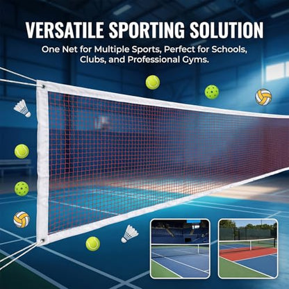 Badminton Net Replacement Only 20FT x 2.5FT – Outdoor Indoor Net with Reinforced Steel Cable, 1.8cm PE Mesh & 4 Tie Ropes, Portable Backyard Sports Net for Badminton, Volleyball & Pickleball