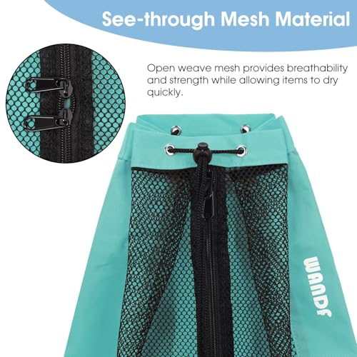 WANDF Swim Bag Mesh Drawstring Backpack Beach Backpack for Swimming, Gym, and Workout Gear - color: Mint Green